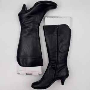 Hilliard & Hanson Kickstand Black Leather Knee-High Mid-Calf Boots - Size 8